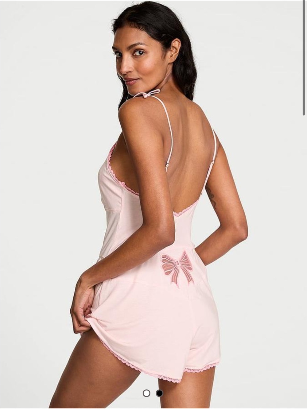 Victoria’s Secret SoSoft Modal Bow Short Romper Angel Pink Size Medium